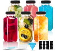 Fzyisw 6 botellas Shot para rellenar, 250 ml, botellas de cristal con cierre hermético, reutilizables y fáciles de limpiar, ideales para licores, jengibre, zumos, batidos y otras bebidas