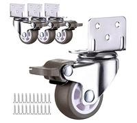 FZZIBQYR 4 Ruedas giratorias con Placa de sujeción en L, de 1" y 2", de Goma TPE, para Muebles, rotación de 360°, Movimiento silencioso, Ideales para carritos y proyectos de Bricolaje (Incluye 4 Fren