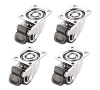 FZZIBQYR 4 Ruedas giratorias universales de Goma silenciosas de 1 Pulgada (25 mm), 1,5 Pulgadas y 2 Pulgadas (50 mm), con Freno y Desplazamiento silencioso, para Mesa, Carrito y Banco de Trabajo.