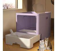 FZZIBQYR Arenero antisalpicaduras para Gatos, diseño con cajón de Entrada Superior, Inodoro Extragrande para Gatos fácil de Limpiar con Tapa.