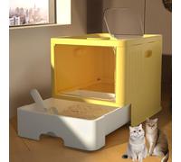 FZZIBQYR Arenero antisalpicaduras para Gatos, diseño con cajón de Entrada Superior, Inodoro Extragrande para Gatos fácil de Limpiar con Tapa.