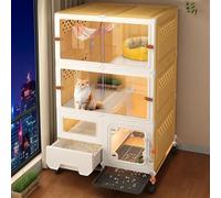 FZZIBQYR Jaula Grande para Gatos con arenero y Ruedas, Parque de Juegos Desmontable para Gatos de Interior, Amplio Espacio de Ejercicio para 1 o 2 Gatos.