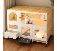 FZZIBQYR Jaula Grande para Gatos con arenero y Ruedas, Parque de Juegos Desmontable para Gatos de Interior, Amplio Espacio de Ejercicio para 1 o 2 Gatos.