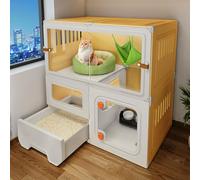 FZZIBQYR Jaula Grande para Gatos de Interior con arenero, fácil instalación, Paneles de Valla para Gatos de Interior.