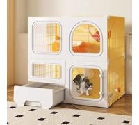 FZZIBQYR Jaula Grande para Gatos de Interior con arenero - Parque de Juegos Plegable para Mascotas, casa para Gatos DIY para 1-3 Gatos, Espacio Amplio para Que tu felino Haga Ejercicio y se divierta.