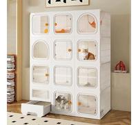 FZZIBQYR Jaula Grande para Gatos de Interior con arenero - Parque de Juegos Plegable para Mascotas, casa para Gatos DIY para 1-3 Gatos, Espacio Amplio para Que tu felino Haga Ejercicio y se divierta.