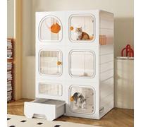 FZZIBQYR Jaula Grande para Gatos de Interior con arenero - Parque de Juegos Plegable para Mascotas, casa para Gatos DIY para 1-3 Gatos, Espacio Amplio para Que tu felino Haga Ejercicio y se divierta.