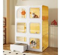 FZZIBQYR Jaula Grande para Gatos de Interior con arenero - Parque de Juegos Plegable para Mascotas, casa para Gatos DIY para 1-3 Gatos, Espacio Amplio para Que tu felino Haga Ejercicio y se divierta.