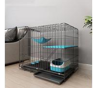 FZZIBQYR Jaula Grande para Gatos de Interior con Bandeja extraíble, Parque de Juegos para Gatos de Interior con Rejilla metálica Cerrada, casa Plegable para Gatos con Hamaca, Ideal para cobayas, Cone