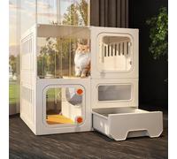 FZZIBQYR Jaula panorámica Transparente para Gatos con arenero. Recinto Espacioso de Varios Niveles para Gatos de Interior. Parque Infantil Desmontable para Gatitos y Gatos Adultos.