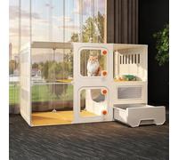 FZZIBQYR Jaula panorámica Transparente para Gatos con arenero. Recinto Espacioso de Varios Niveles para Gatos de Interior. Parque Infantil Desmontable para Gatitos y Gatos Adultos.