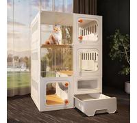 FZZIBQYR Jaula panorámica Transparente para Gatos con arenero. Recinto Espacioso de Varios Niveles para Gatos de Interior. Parque Infantil Desmontable para Gatitos y Gatos Adultos.