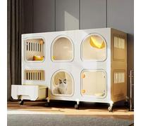 FZZIBQYR Jaula para Gatos con Ruedas, casita para Gatos y arenero para armar, Gran Parque Infantil de 2/3 Niveles para Gatos, caseta Plegable Desmontable de Alambre metálico para Gatos (Blanco, 71 *