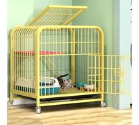 FZZIBQYR Jaula para Gatos, Corral metálico para Gatos, Parque para Mascotas, recinto para Gatitos, Interior y Exterior con Hamaca con Ruedas universales y Escalera para 1-2 Gatos, Conejos, Hurones y