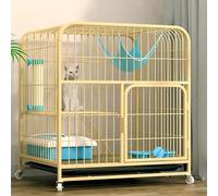 FZZIBQYR Jaula para Gatos, Corral metálico para Gatos, Parque para Mascotas, recinto para Gatitos, Interior y Exterior con Hamaca con Ruedas universales y Escalera para 1-2 Gatos, Conejos, Hurones y