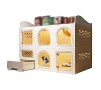 FZZIBQYR Jaula para Gatos de 2 Niveles con Almacenamiento, recinto Interior para Mascotas con arenero, caseta de Ejercicio Grande para 1-3 Gatos.