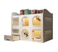 FZZIBQYR Jaula para Gatos de 2 Niveles con Almacenamiento, recinto Interior para Mascotas con arenero, caseta de Ejercicio Grande para 1-3 Gatos.