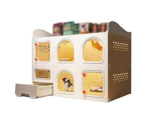 FZZIBQYR Jaula para Gatos de 2 Niveles con Almacenamiento, recinto Interior para Mascotas con arenero, caseta de Ejercicio Grande para 1-3 Gatos.