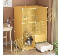 FZZIBQYR Jaula para Gatos de Interior con arenero Cerrado - Recinto para Gatos de 3 Niveles para armar uno Mismo - Amplia caseta y área de Ejercicio para Varios Gatos