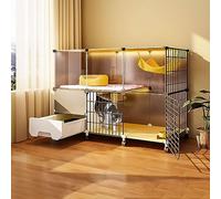 FZZIBQYR Jaula para Gatos de Interior, recinto para Gatos, Parque de Juegos para Mascotas DIY, Jaula para Gatitos con arenero, casa para Gatos, caseta de Alambre metálico Desmontable, Gran Lugar de e