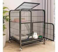 FZZIBQYR Jaula para Gatos, transportín para Animales pequeños de Interior, corralito para Mascotas, transportín para Gatos, recinto metálico de 2 Niveles, caseta para Gatitos, casa para Gatos de exte