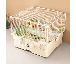 FZZIBQYR Jaula para hámster, diseño de Doble Capa, Malla metálica con baño, túnel, Rueda de Ejercicio, Espacio Extragrande, Lujosa Villa para hámster