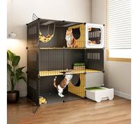 FZZIBQYR Jaulas para Gatos, transportines para Gatos de Interior con arenero, Parque Infantil Desmontable para Mascotas, Jaula para Animales pequeños (1-2 Gatos, cobayas, Conejos).