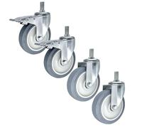 FZZIBQYR Juego de 4 Ruedas giratorias de Alta Resistencia M14/M16/M20 con vástago roscado de 3, 4 y 5 Pulgadas, con Frenos, silenciosas para carritos de Muebles, Resistencia Industrial y Movilidad su