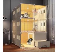 FZZIBQYR Recinto para Gatos de Interior, Amplio Espacio de Juego para Gatos con Puerta para 1-2 Gatos, Hurones, Chinchillas, Conejos y Animales pequeños, arenero Cerrado.
