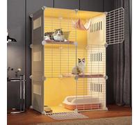 FZZIBQYR Recinto para Gatos de Interior, Amplio Espacio de Juego para Gatos con Puerta para 1-2 Gatos, Hurones, Chinchillas, Conejos y Animales pequeños, arenero Cerrado.