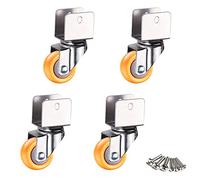 FZZIBQYR Ruedas giratorias de 1 Pulgada con Doble Bloqueo de Seguridad, Ruedas pequeñas de Nailon de 25 mm, para Cuna, con Soporte en Forma de U, Capacidad de Carga de 50 kg, 4 Unidades, Amarillas (u