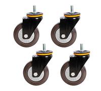 FZZIBQYR Ruedas giratorias de Goma Resistentes de Repuesto para carritos de Muebles, Transporte Industrial, Rueda de Desplazamiento, vástago roscado M12 x 25 mm, Paquete de 4, Color Negro (Universal,