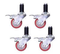 FZZIBQYR Ruedas giratorias de Poliuretano de Alta Resistencia con Freno, Juego de 4, vástago M12 x 60 mm, diseño Giratorio para Banco de Trabajo, Carrito y Muebles, Ruedas de Tubo Redondo para facili