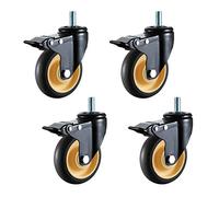 FZZIBQYR Ruedas giratorias de TPR de Alta Resistencia para Muebles, Repuesto Industrial, para carros y Bancos de Trabajo, vástago roscado M12 x 25 mm, Juego de 4 (Freno de 100 mm/4 Pulgadas).