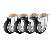 FZZIBQYR Ruedas giratorias Resistentes de 3, 4 y 5 Pulgadas (Paquete de 4), silenciosas, sin Marcas en el Suelo, de TPR, con Frenos, para Pernos M12 con Orificio Superior (giratorias + Freno, 100 mm/
