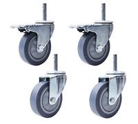 FZZIBQYR Ruedas giratorias Resistentes para Muebles, Ruedas industriales, Ruedas móviles para carritos médicos, Repuesto para hoteles, escuelas, comedores, vástago M14 x 60 mm, Paquete de 4 (Freno +