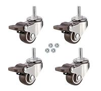 FZZIBQYR Ruedas giratorias universales de 1,5" - Ruedas de Goma Resistentes para Muebles con Freno, Rosca M8/M10, silenciosas para alfombras y Suelos de Madera, Capacidad de 120 kg, Paquete de 4