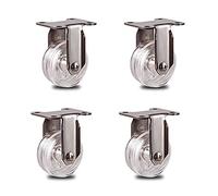 FZZIBQYR Ruedas Resistentes con Placa, Ruedas giratorias de Acero Inoxidable para Muebles, Ruedas de Repuesto universales para Maletero, Paquete de 4, Transparentes (estándar 50 mm)