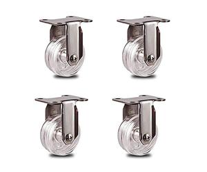 FZZIBQYR Ruedas Resistentes con Placa, Ruedas giratorias de Acero Inoxidable para Muebles, Ruedas de Repuesto universales para Maletero, Paquete de 4, Transparentes (estándar 50 mm)