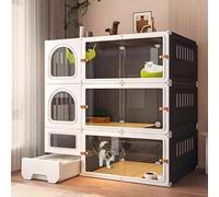 FZZIBQYR Villa para Gatos de Interior con arenero: un recinto Amplio y Transparente para Gatos Felices.