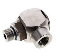 G 3/8'' M/F Codo de acero inoxidable de 90 grados Junta giratoria de alta presión 400 Bar - Hidráulica