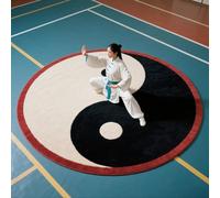 G,80cm (31.50IN),AVSMGP Alfombrilla Redonda 3D con Diseño Taiji, Alfombra De Área con Motivo Yin Yang- Lavable, Antideslizante Y Absorbente para Sala Estar, Dormitorio Y Entrada