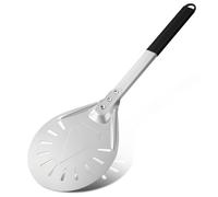 G.a HOMEFAVOR 7 Pulgadas Pala de Pizza Giratoria Perforada de Aluminio Anodizado con Mango Antideslizante Resistente al Calor, Pizzas Paleta Espátula de Horno para Pan de Pizzas Caseras