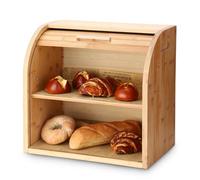 G.a HOMEFAVOR Cubo de pan de bambú de 2 capas con capa extraíble, autoensamblaje