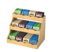 G.a HOMEFAVOR Soporte para bolsitas de té de bambú, organizador de almacenamiento de 3 niveles para bolsitas de té, cápsulas de café, cápsulas de crema