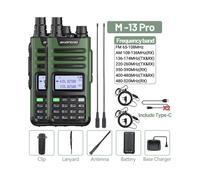 (G Add H-771) 2 piezas M-13 Pro Air Band Walkie Talkie inalámbrico Copia de frecuencia NOAA Tipo-C AM