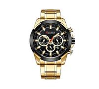 (G b)Reloj de pulsera de cuarzo de acero militar para hombre con cronógrafo