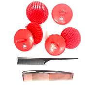 G.B.S Masajeador de cuero cabelludo rojo suave, paquete de 6 peines suaves de bolsillo de 7 pulgadas y peine de cola de pin de 8 pulgadas para cabello, cepillo de cuero cabelludo, champú para cuidado