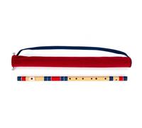 G Bansuri Base natural para diestros | Azul oscuro y rojo | Afinado con Tanpura A = 440Hz | Flauta de PVC + colores surtidos para cubierta de terciopelo + lecciones de flauta hindi e inglés