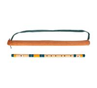 G Bansuri Base natural para diestros | Verde oscuro y naranja | Afinada con Tanpura A = 440Hz | Flauta de PVC + colores surtidos para cubierta de terciopelo + lecciones de flauta hindi e inglés